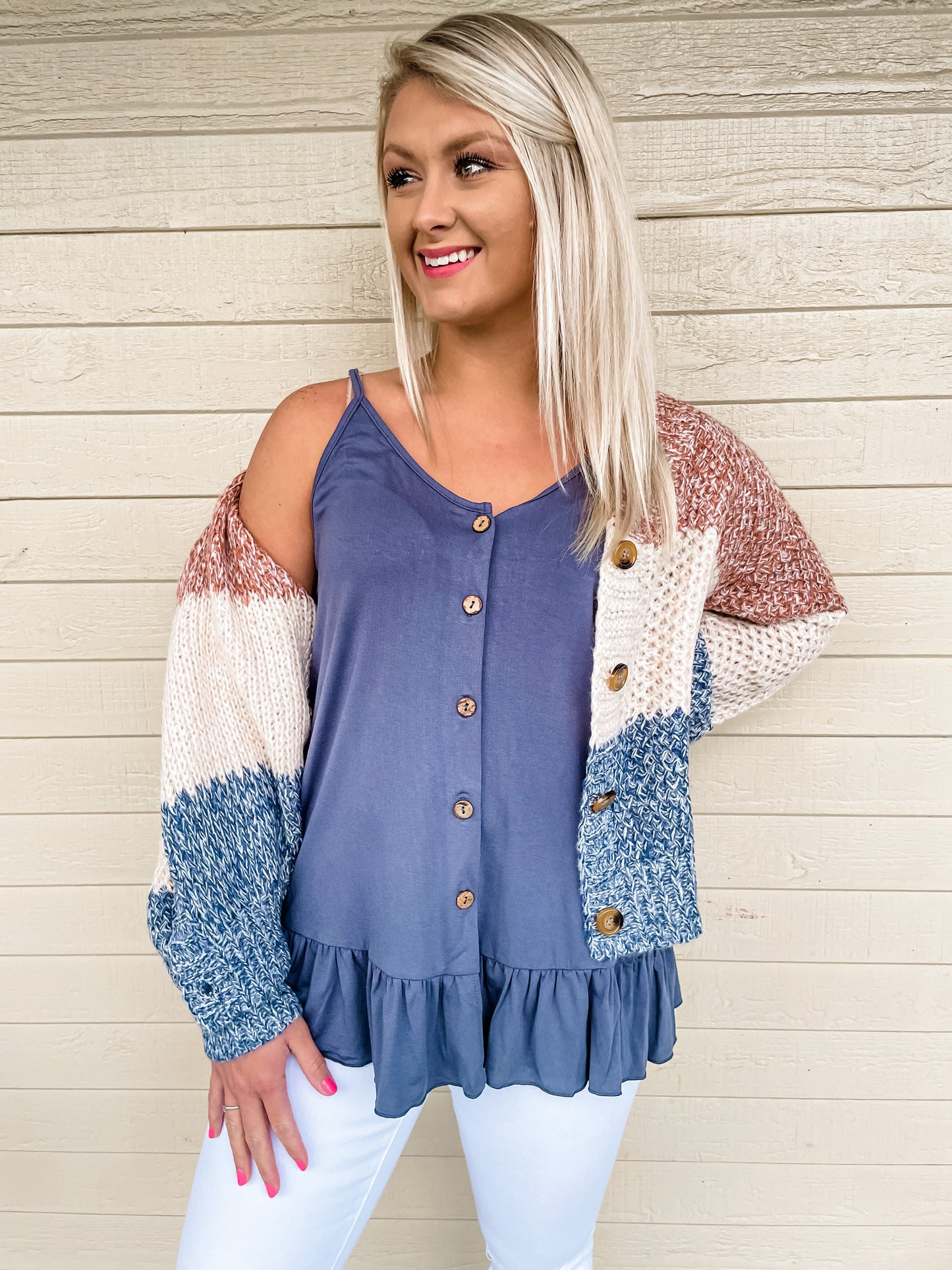 Colorblock Sweater Cardigan