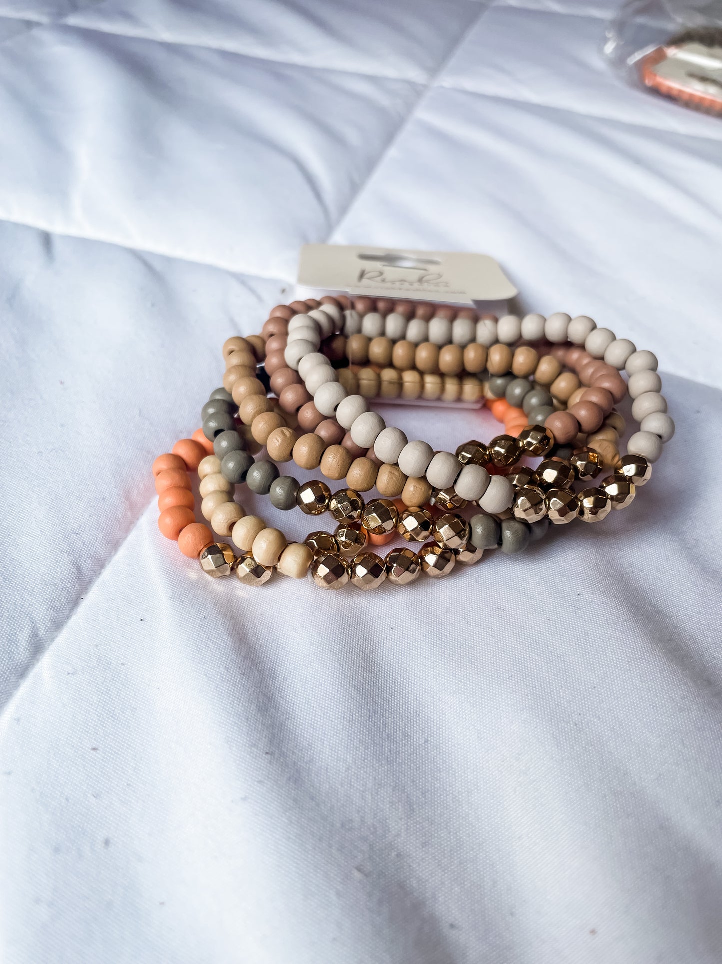 Wood Beaded Stackable Bracelet Set