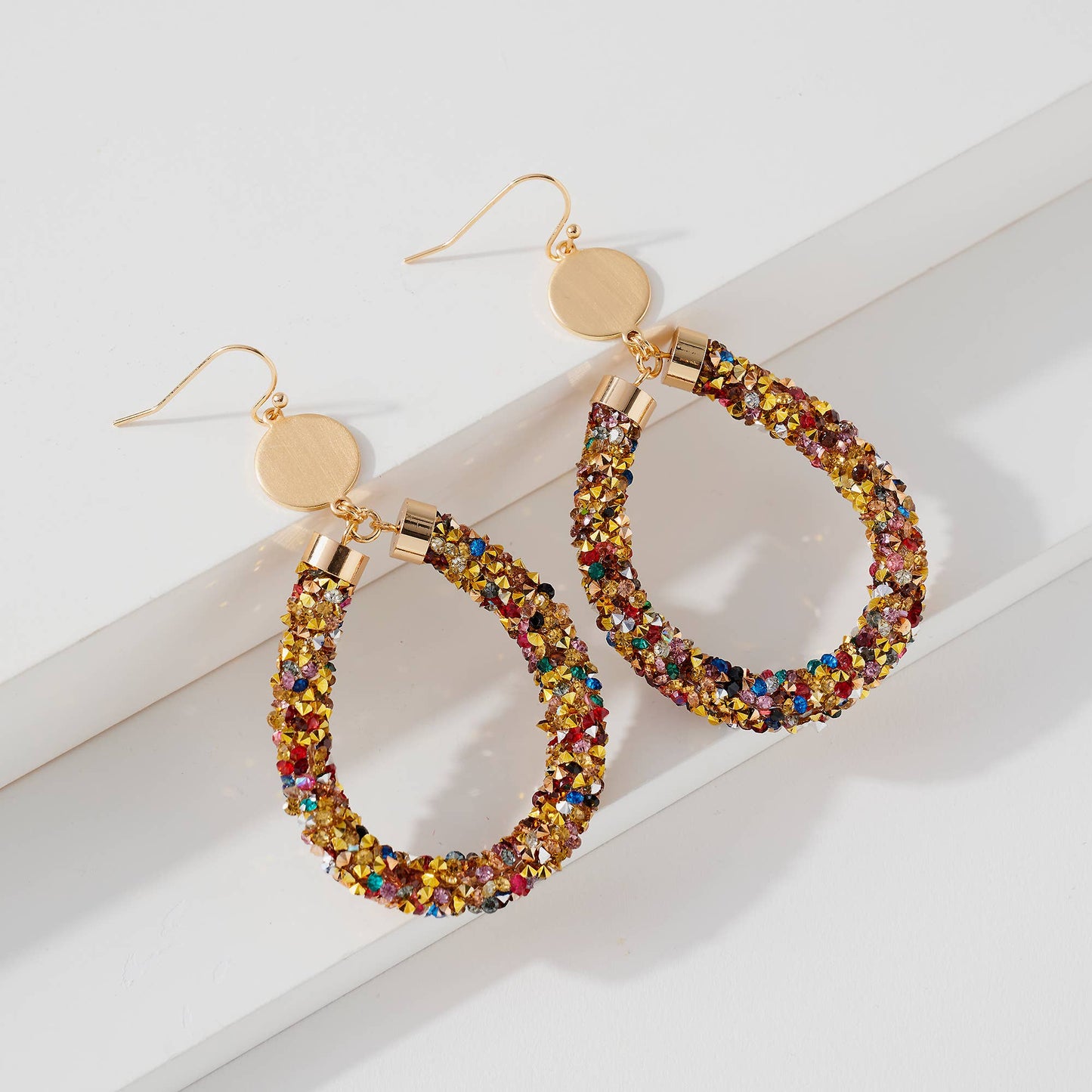 Confetti Stone Teardrop Earring