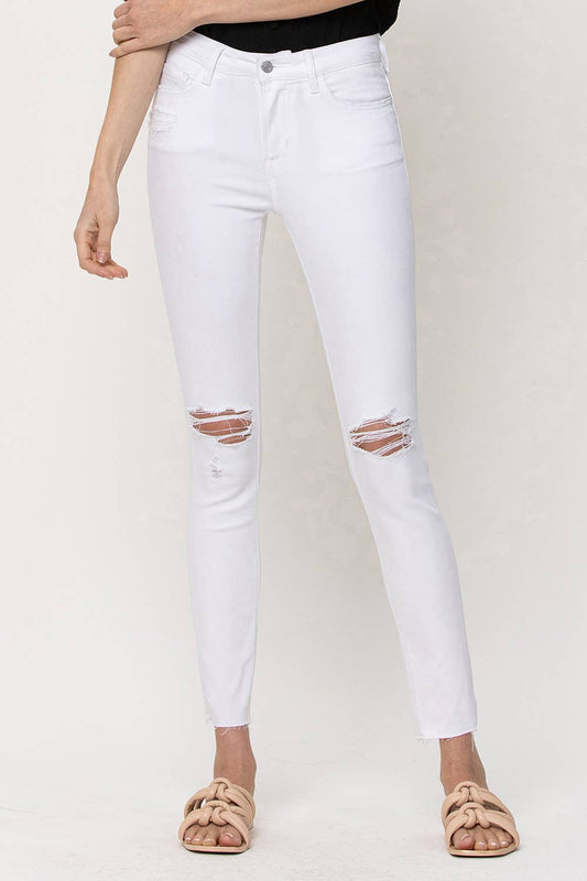 Amber White Mid Rise Skinny Jeans