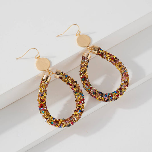 Confetti Stone Teardrop Earring